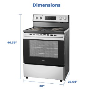 midea coil electric range 30", 5.2 cu ft, freestanding, stainless steel - 282127 | lowe's pro supply
