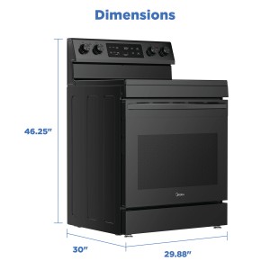 midea smooth-top electric range 30", 6.3 cu ft, freestanding, black - 282128 | lowe's pro supply