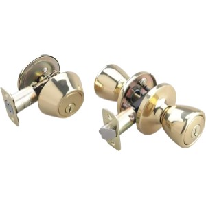 single cylinder deadbolt/tulip entry combo polished brass