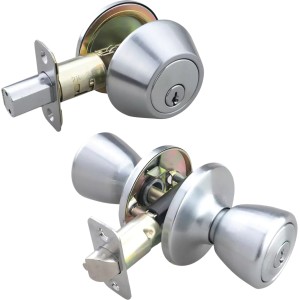 single cylinder deadbolt/tulip entry combo satin chrome