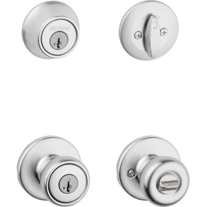 Kwikset SmartKey Tylo Security Set, Deadbolt Keyed 1 Side Satin Chrome - 555081 | Lowe's Pro Supply