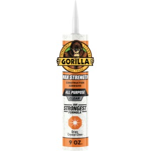 Gorilla Max Strength Polymer-Based, Multi-Use Interior/Exterior Construction Adhesive, Clear, 9 oz - 802137 | Lowe's Pro Supply