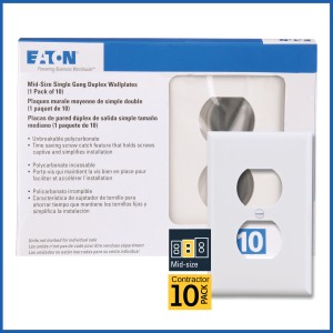 Eaton Eaton 1-Gang Midsize White Polycarbonate Duplex Wall Plate, Pack of 10 - 340241 | Lowe's Pro Supply