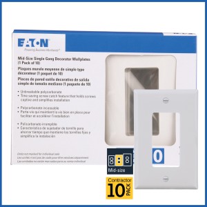 Eaton Eaton 1-Gang Midsize White Polycarbonate Indoor Decorator Wall Plate, Pack of 10 - 340248 | Lowe's Pro Supply