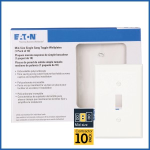 Eaton Eaton 1-Gang Midsize White Polycarbonate Indoor Toggle Wall Plate, Pack of 10 - 340257 | Lowe's Pro Supply