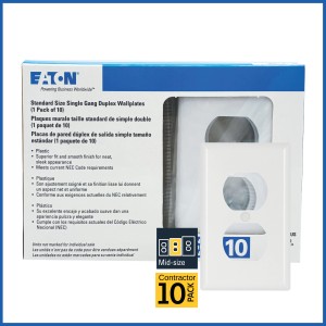Eaton Eaton 1-Gang Standard-Size White Thermoplastic Indoor Duplex Wall Plate, Pack of 10 - 340264 | Lowe's Pro Supply