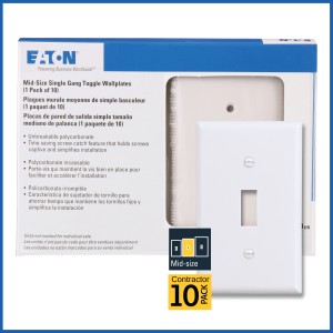 Eaton Eaton 1-Gang Standard-Size White Thermoplastic Indoor Toggle Wall Plate, Pack of 10 - 340287 | Lowe's Pro Supply