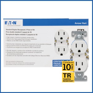 Eaton Eaton 15A 125V Tamper-Resistant White Duplex Outlet, Pack of 10 - 345138 | Lowe's Pro Supply