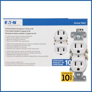 Eaton Eaton 15A 125V White Duplex Outlet, Pack of 10 - 345144 | Lowe's Pro Supply
