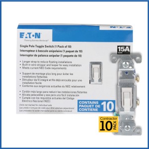 Eaton Eaton 15A Single-Pole White Toggle Light Switch, Pack of 10 - 345154 | Lowe's Pro Supply