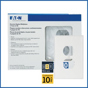 Eaton Eaton 1-Gang Jumbo Thermoplastic White Duplex Wall Plate, Pack of 10 - 350500 | Lowe's Pro Supply
