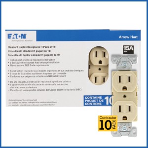 Eaton Eaton 15A 125V Commercial Ivory Duplex Outlet, Pack of 10 - 350511 | Lowe's Pro Supply