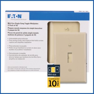 Eaton Eaton 1-Gang Midsize Ivory Polycarbonate Toggle Wall Plate, Pack of 10 - 378287 | Lowe's Pro Supply